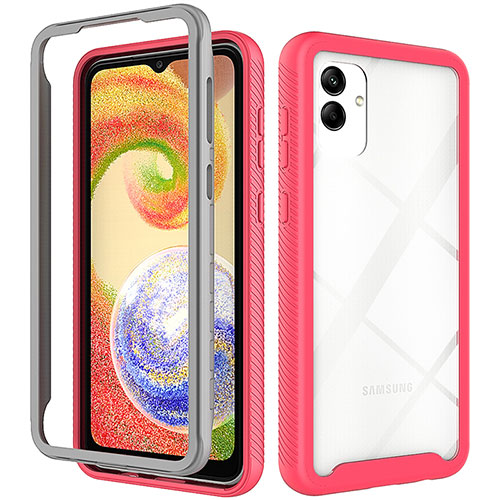 Silicone Transparent Frame Case Cover 360 Degrees ZJ1 for Samsung Galaxy A04E Hot Pink