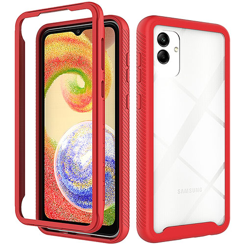 Silicone Transparent Frame Case Cover 360 Degrees ZJ1 for Samsung Galaxy A05 Red