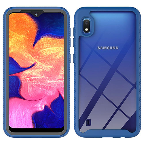 Silicone Transparent Frame Case Cover 360 Degrees ZJ1 for Samsung Galaxy A10 Blue