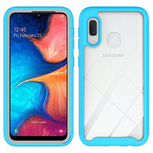 Silicone Transparent Frame Case Cover 360 Degrees ZJ1 for Samsung Galaxy A20e Sky Blue