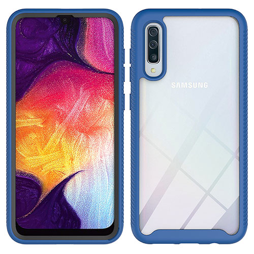 Silicone Transparent Frame Case Cover 360 Degrees ZJ1 for Samsung Galaxy A30S Blue