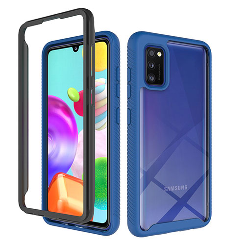 Silicone Transparent Frame Case Cover 360 Degrees ZJ1 for Samsung Galaxy A41 Blue