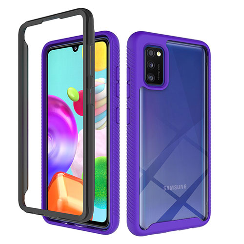 Silicone Transparent Frame Case Cover 360 Degrees ZJ1 for Samsung Galaxy A41 Clove Purple