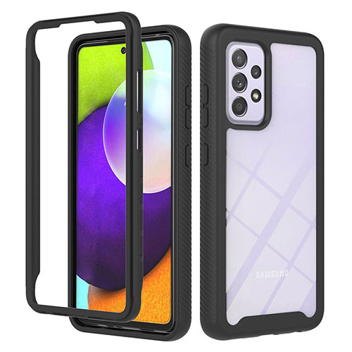 Silicone Transparent Frame Case Cover 360 Degrees ZJ1 for Samsung Galaxy A52s 5G Black