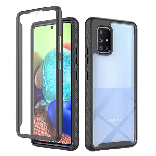 Silicone Transparent Frame Case Cover 360 Degrees ZJ1 for Samsung Galaxy A71 4G A715 Black