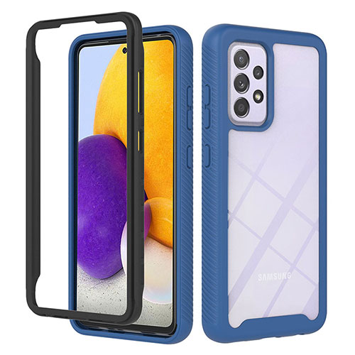 Silicone Transparent Frame Case Cover 360 Degrees ZJ1 for Samsung Galaxy A72 5G Blue