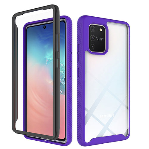 Silicone Transparent Frame Case Cover 360 Degrees ZJ1 for Samsung Galaxy A91 Clove Purple