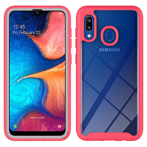 Silicone Transparent Frame Case Cover 360 Degrees ZJ1 for Samsung Galaxy M10S Hot Pink