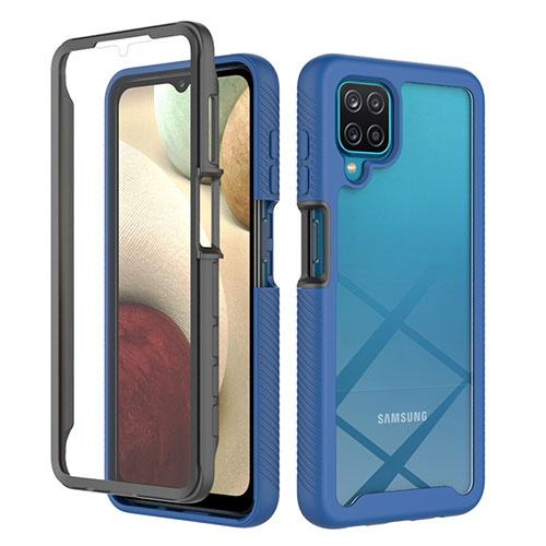 Silicone Transparent Frame Case Cover 360 Degrees ZJ1 for Samsung Galaxy M12 Blue