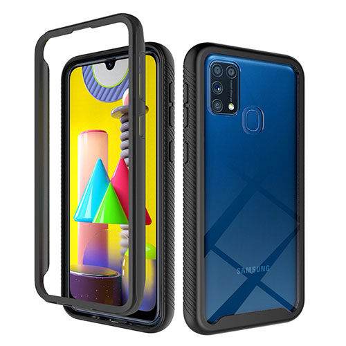 Silicone Transparent Frame Case Cover 360 Degrees ZJ1 for Samsung Galaxy M31 Prime Edition Black