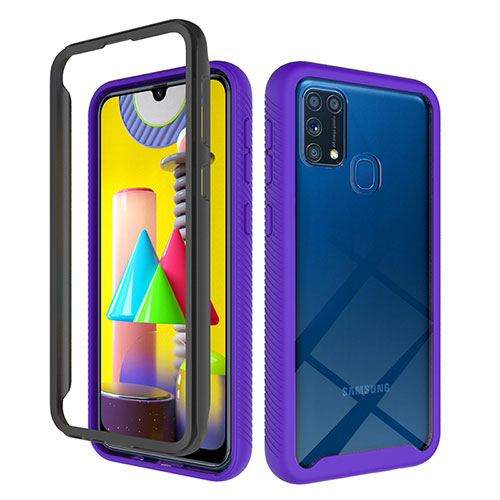 Silicone Transparent Frame Case Cover 360 Degrees ZJ1 for Samsung Galaxy M31 Prime Edition Clove Purple