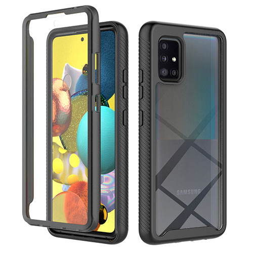 Silicone Transparent Frame Case Cover 360 Degrees ZJ1 for Samsung Galaxy M40S Black