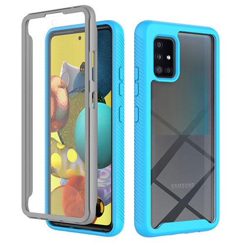 Silicone Transparent Frame Case Cover 360 Degrees ZJ1 for Samsung Galaxy M40S Sky Blue