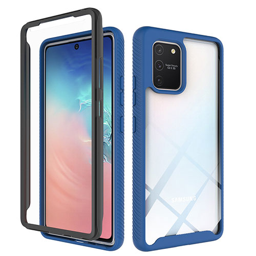 Silicone Transparent Frame Case Cover 360 Degrees ZJ1 for Samsung Galaxy M80S Blue