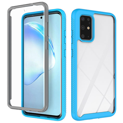 Silicone Transparent Frame Case Cover 360 Degrees ZJ1 for Samsung Galaxy S20 Plus Sky Blue