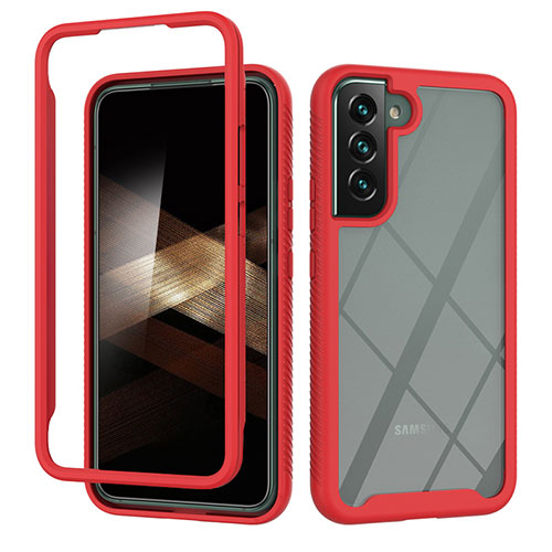 Silicone Transparent Frame Case Cover 360 Degrees ZJ1 for Samsung Galaxy S24 Plus 5G Red