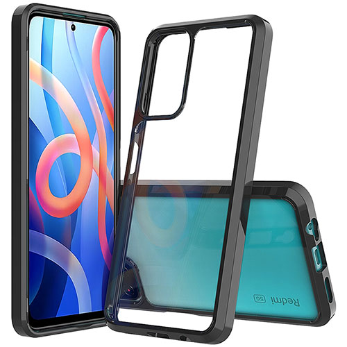 Silicone Transparent Frame Case Cover 360 Degrees ZJ1 for Xiaomi Poco M4 Pro 5G Black