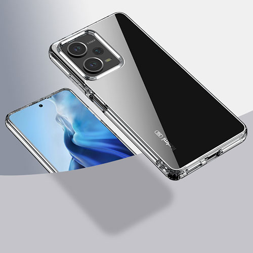 Silicone Transparent Frame Case Cover 360 Degrees ZJ1 for Xiaomi Redmi Note 12 Pro+ Plus 5G Clear