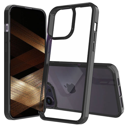 Silicone Transparent Frame Case Cover 360 Degrees ZJ2 for Apple iPhone 15 Pro Max Black