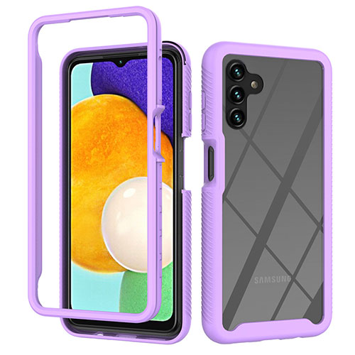 Silicone Transparent Frame Case Cover 360 Degrees ZJ2 for Samsung Galaxy A04s Clove Purple