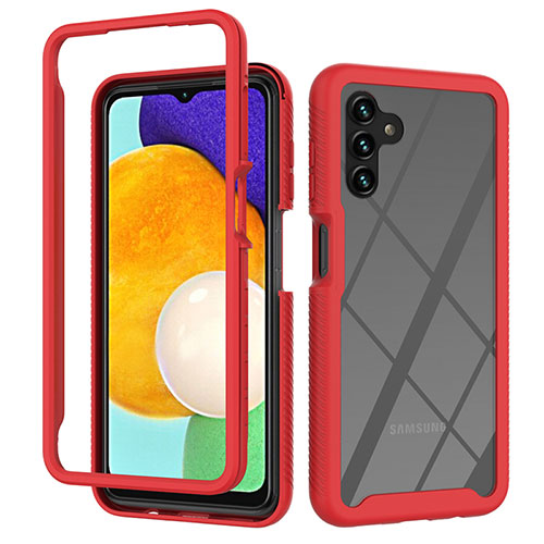 Silicone Transparent Frame Case Cover 360 Degrees ZJ2 for Samsung Galaxy A13 5G Red