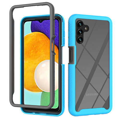 Silicone Transparent Frame Case Cover 360 Degrees ZJ2 for Samsung Galaxy A13 5G Sky Blue