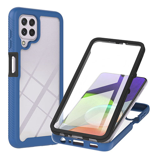 Silicone Transparent Frame Case Cover 360 Degrees ZJ2 for Samsung Galaxy A22 4G Blue