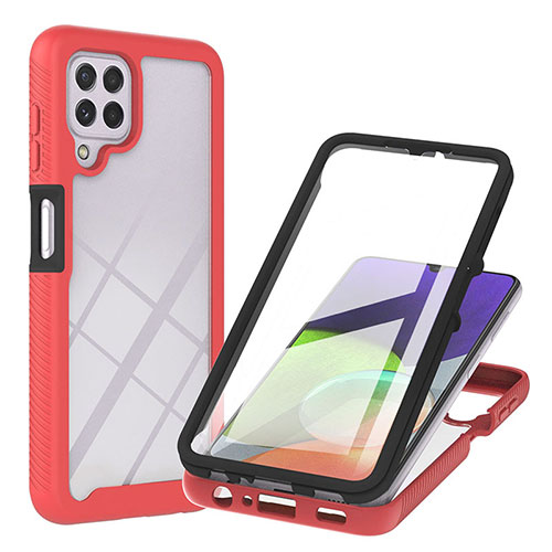 Silicone Transparent Frame Case Cover 360 Degrees ZJ2 for Samsung Galaxy A22 4G Red