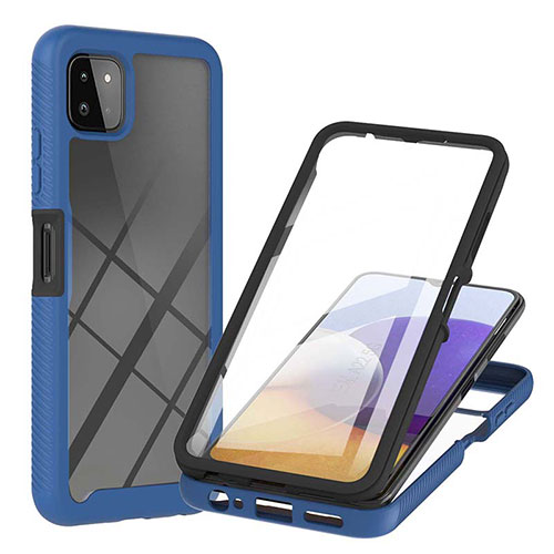 Silicone Transparent Frame Case Cover 360 Degrees ZJ2 for Samsung Galaxy A22s 5G Blue