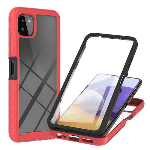 Silicone Transparent Frame Case Cover 360 Degrees ZJ2 for Samsung Galaxy A22s 5G Red
