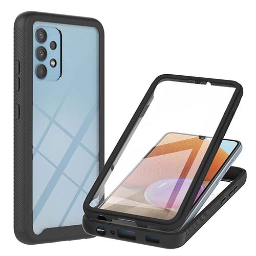 Silicone Transparent Frame Case Cover 360 Degrees ZJ2 for Samsung Galaxy A32 5G Black