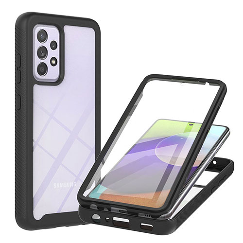 Silicone Transparent Frame Case Cover 360 Degrees ZJ2 for Samsung Galaxy A52 5G Black