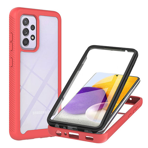 Silicone Transparent Frame Case Cover 360 Degrees ZJ2 for Samsung Galaxy A72 4G Red