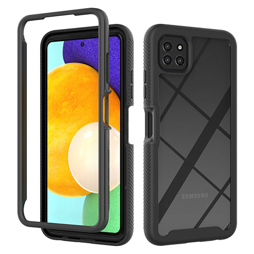 Silicone Transparent Frame Case Cover 360 Degrees ZJ3 for Samsung Galaxy A22s 5G Black