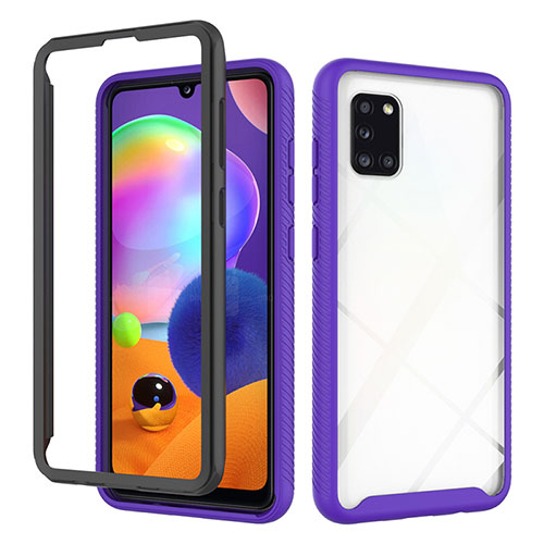 Silicone Transparent Frame Case Cover 360 Degrees ZJ3 for Samsung Galaxy A31 Clove Purple