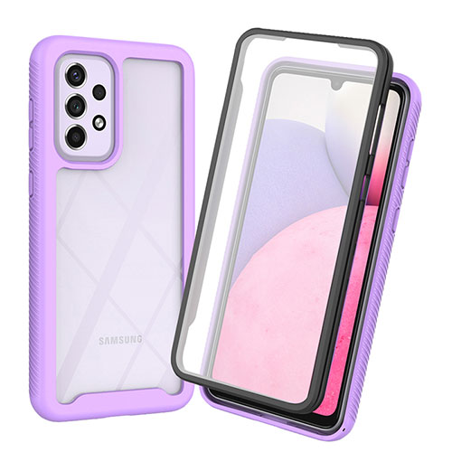 Silicone Transparent Frame Case Cover 360 Degrees ZJ3 for Samsung Galaxy A33 5G Clove Purple