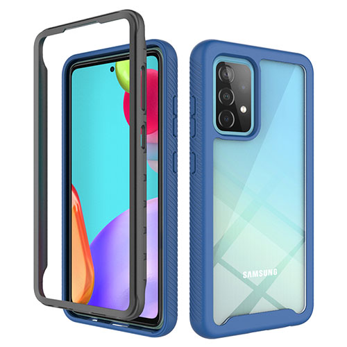 Silicone Transparent Frame Case Cover 360 Degrees ZJ3 for Samsung Galaxy A52s 5G Blue
