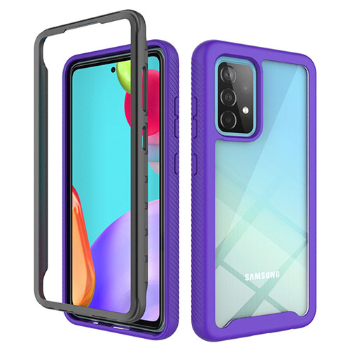 Silicone Transparent Frame Case Cover 360 Degrees ZJ3 for Samsung Galaxy A52s 5G Clove Purple