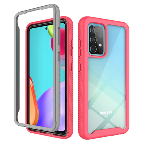 Silicone Transparent Frame Case Cover 360 Degrees ZJ3 for Samsung Galaxy A52s 5G Hot Pink