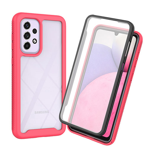 Silicone Transparent Frame Case Cover 360 Degrees ZJ3 for Samsung Galaxy A53 5G Hot Pink