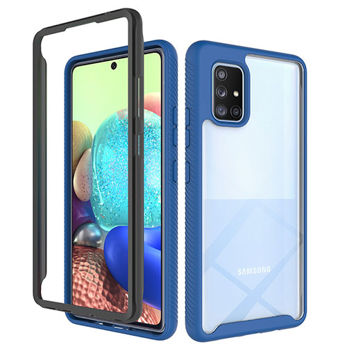 Silicone Transparent Frame Case Cover 360 Degrees ZJ3 for Samsung Galaxy A71 4G A715 Blue