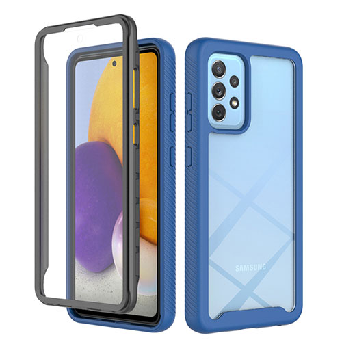 Silicone Transparent Frame Case Cover 360 Degrees ZJ3 for Samsung Galaxy A72 5G Blue