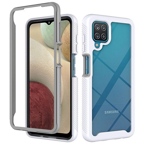 Silicone Transparent Frame Case Cover 360 Degrees ZJ3 for Samsung Galaxy F12 White