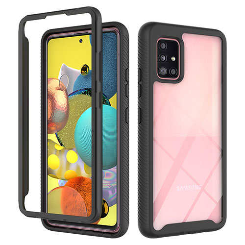 Silicone Transparent Frame Case Cover 360 Degrees ZJ3 for Samsung Galaxy M40S Black