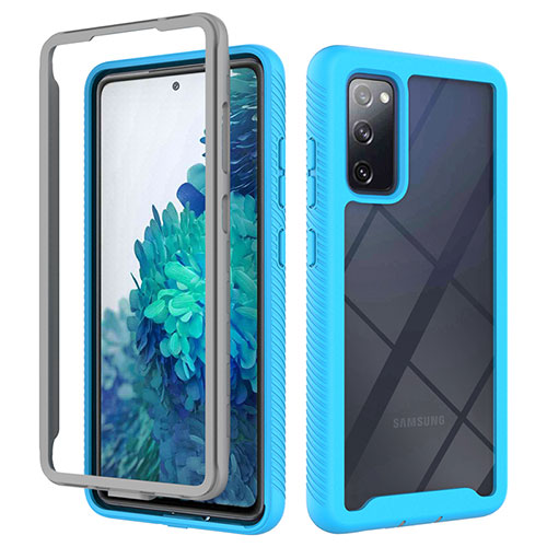 Silicone Transparent Frame Case Cover 360 Degrees ZJ3 for Samsung Galaxy S20 FE (2022) 5G Sky Blue