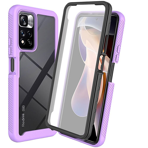 Silicone Transparent Frame Case Cover 360 Degrees ZJ3 for Xiaomi Mi 11i 5G (2022) Clove Purple