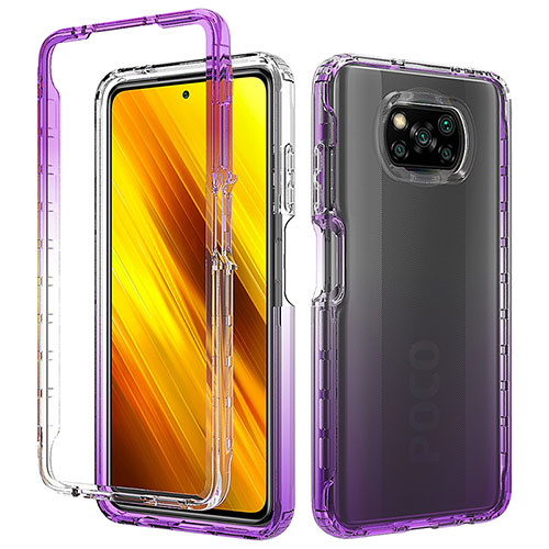 Silicone Transparent Frame Case Cover 360 Degrees ZJ3 for Xiaomi Poco X3 Pro Purple