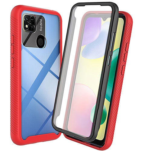 Silicone Transparent Frame Case Cover 360 Degrees ZJ3 for Xiaomi Redmi 9 Activ Red