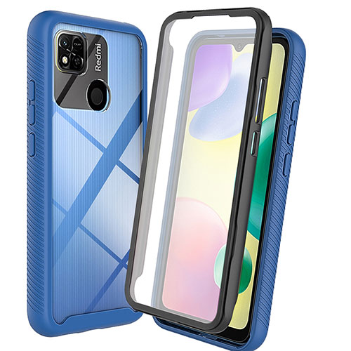 Silicone Transparent Frame Case Cover 360 Degrees ZJ3 for Xiaomi Redmi 9 India Blue