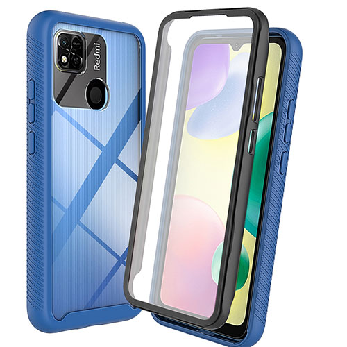 Silicone Transparent Frame Case Cover 360 Degrees ZJ3 for Xiaomi Redmi 9C Blue